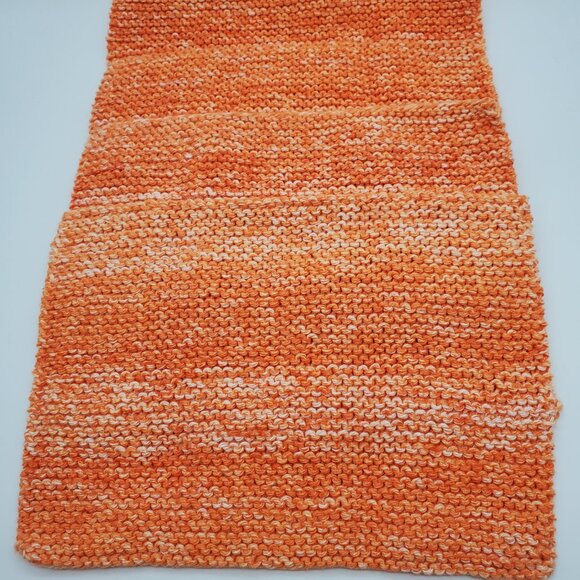Knit Dish Rags Wash Rags Cotton/Polyester Blend Set of 4 Tangerine Splash 9 x 7 - Picture 2 of 4